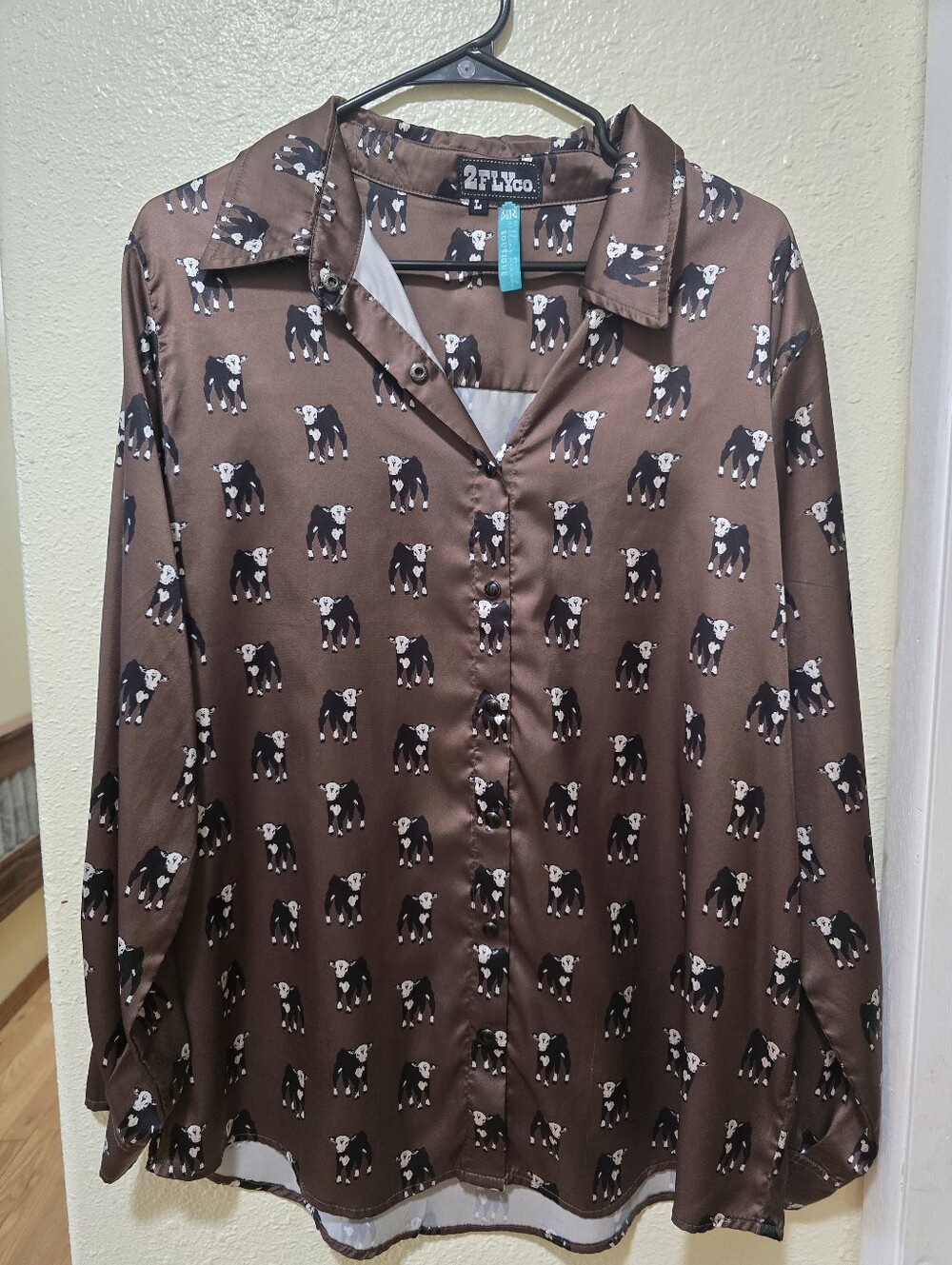 2 Fly Women's Baldy Cow Print Button-Up Shirt